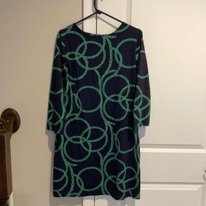 Melly M Chain Link Blue & Green 1/3 Sleeve Dress